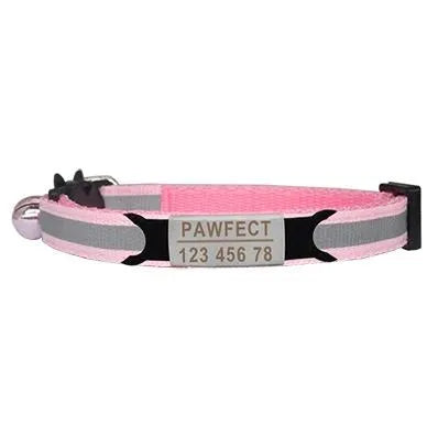 COLLIER personnalisé pour chat réfléchissant rose