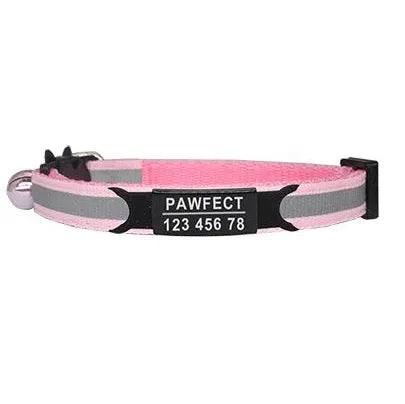 COLLIER gravé pour chat réfléchissant rose