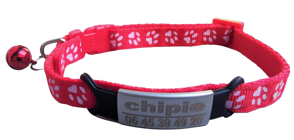 Collar de nylon con huellas personalizable para gato | Chic et Chat
