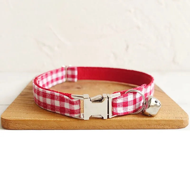 collar de lujo personalizado de cuadros rojo | Chic et Chat