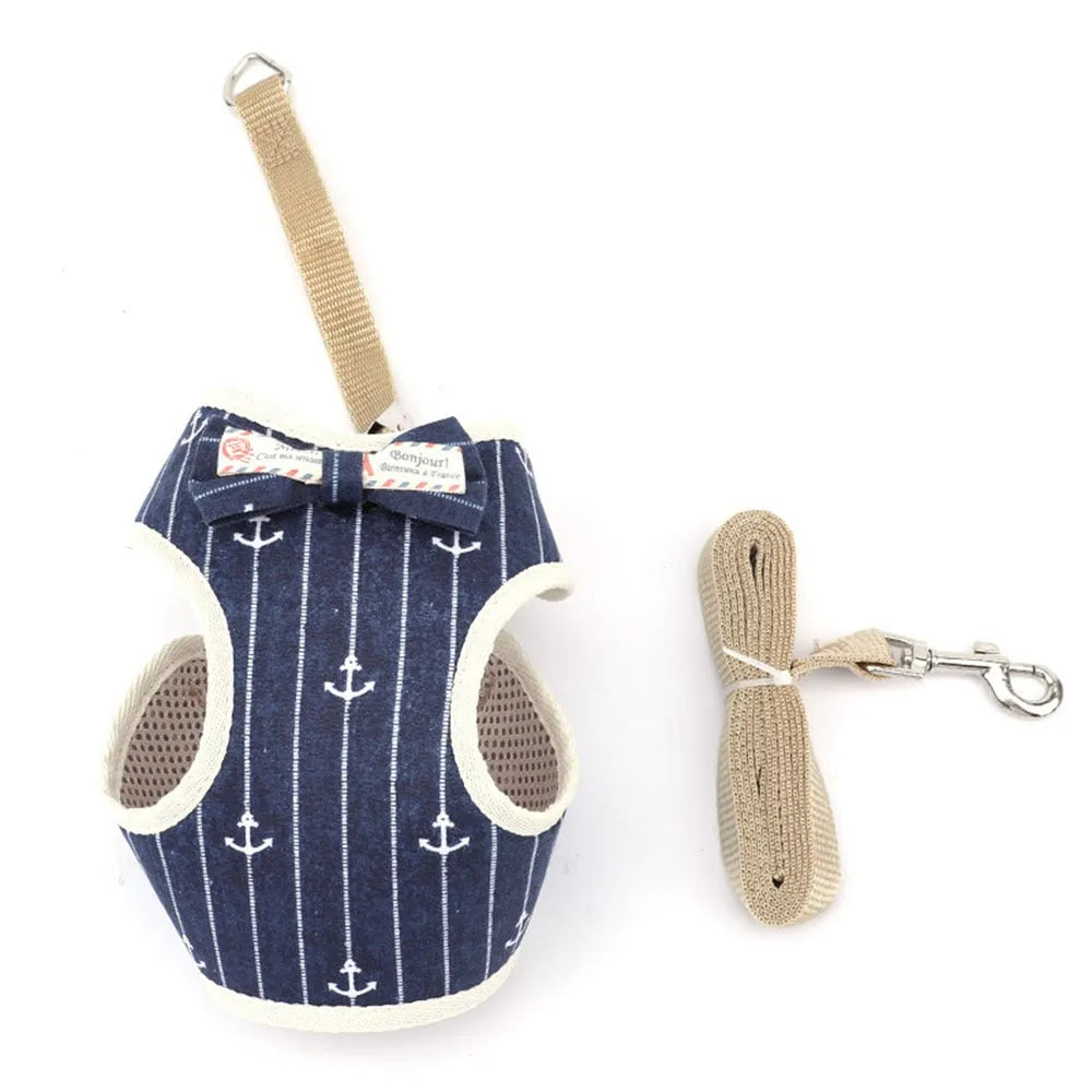 Harnais chic pour chats bleu marine