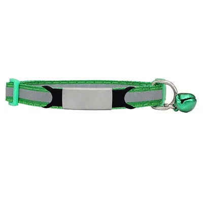 collar reflectante para gato verde y plateado | Chic et Chat