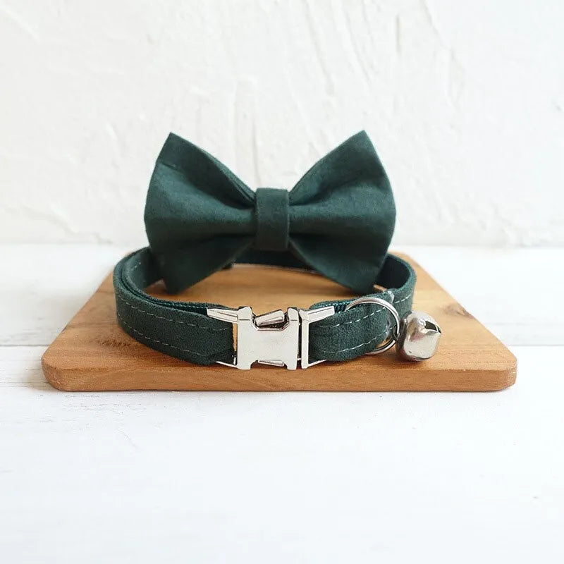 Personalisiertes Luxus-Katzenhalsband mit Fliege - Grau | Chic et Chat
