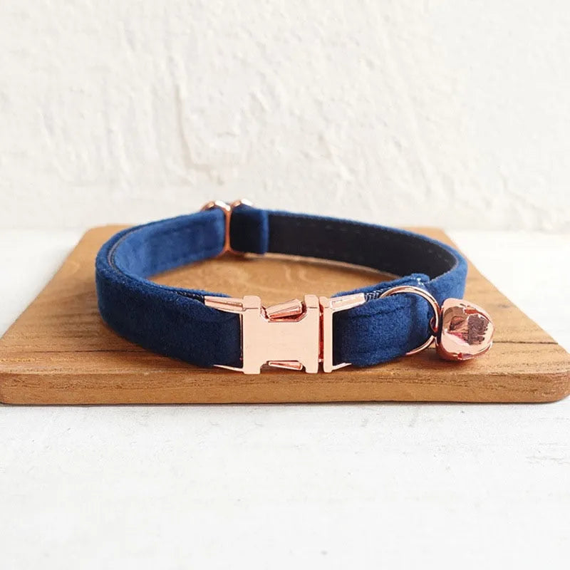 Collar personalizado para gato azul marino y rosa | Chic et Chat