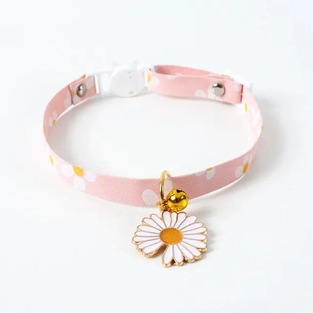 Pink daisy cat collar | Chic et Chat