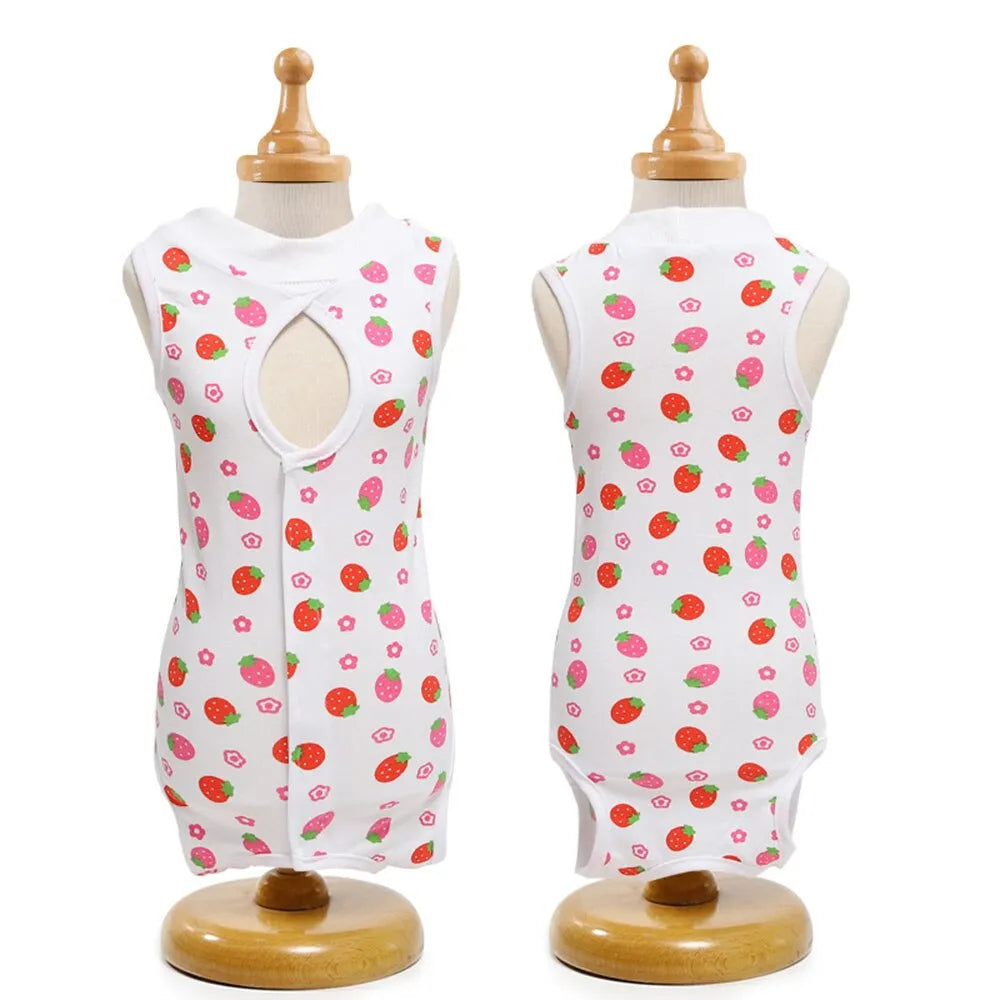 body postoperatorio gato estampado rojo | Chic et Chat
