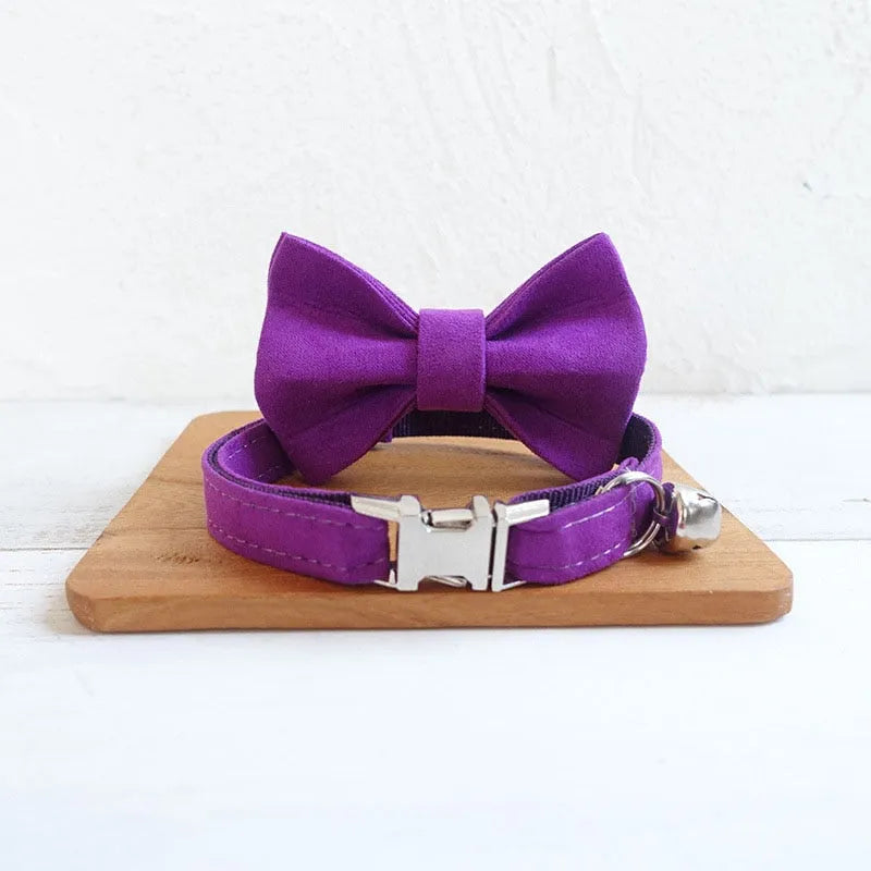 Personalisiertes Luxus-Katzenhalsband mit Fliege - Beige | Chic et Chat