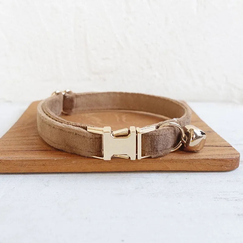 Collier personnalisé pour chat marron luxe