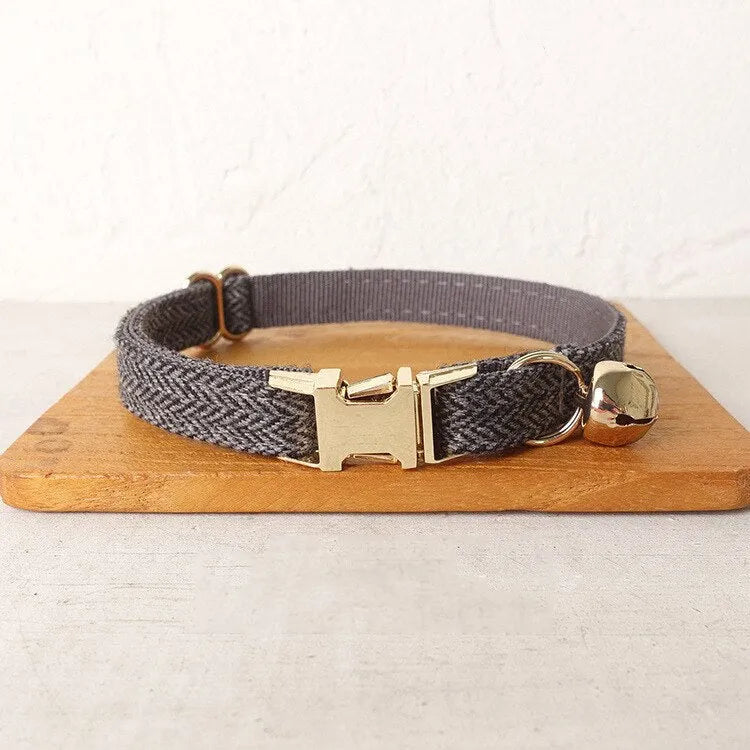 collar para gato personalizable marrón | Chic et Chat
