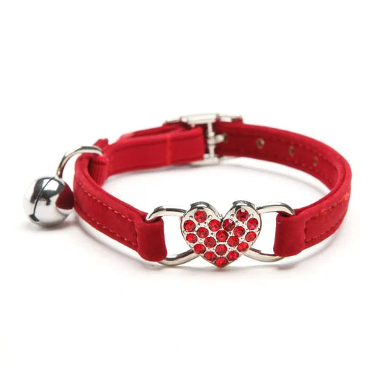 collier coeur pour chat rouge