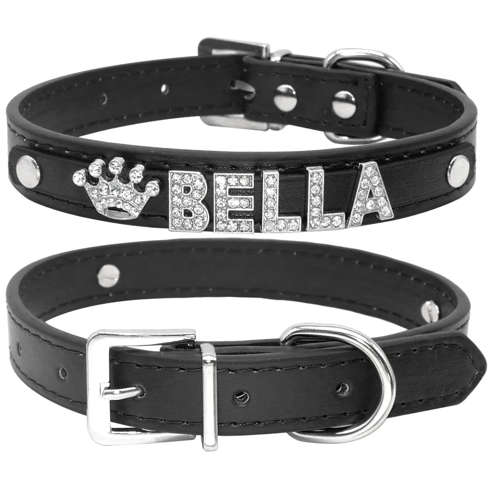 Collier pour chat bling bling noir