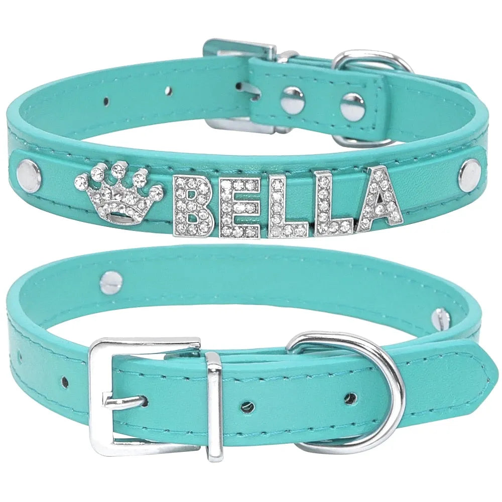 Collier pour chat bling bling bleu turquoise