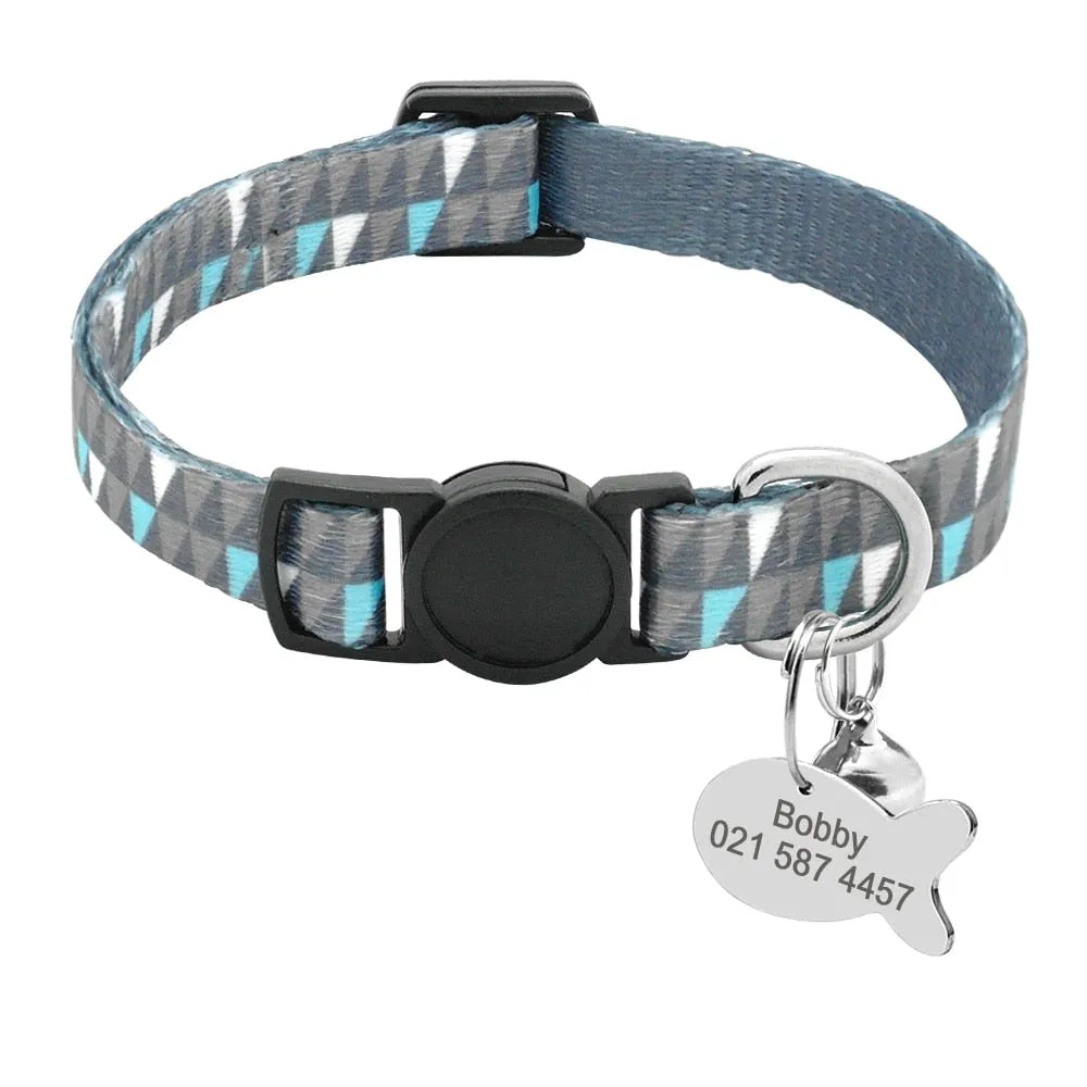 Personalisierbares Katzenhalsband mit Katzenmarke in Grau | Chic et Chat