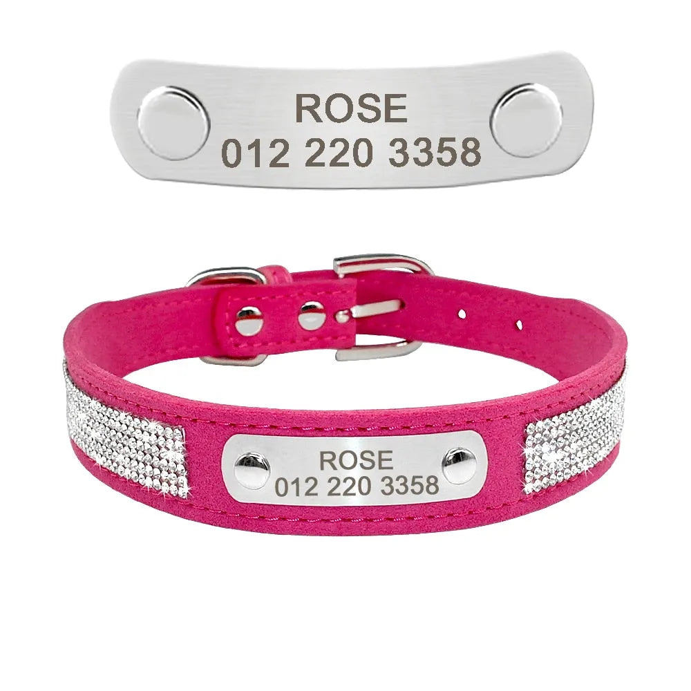Collier personnalisé pour chat bling bling rose