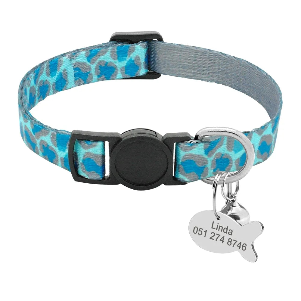 Personalisierbares Katzenhalsband mit Katzenmarke in Himmelblau | Chic et Chat