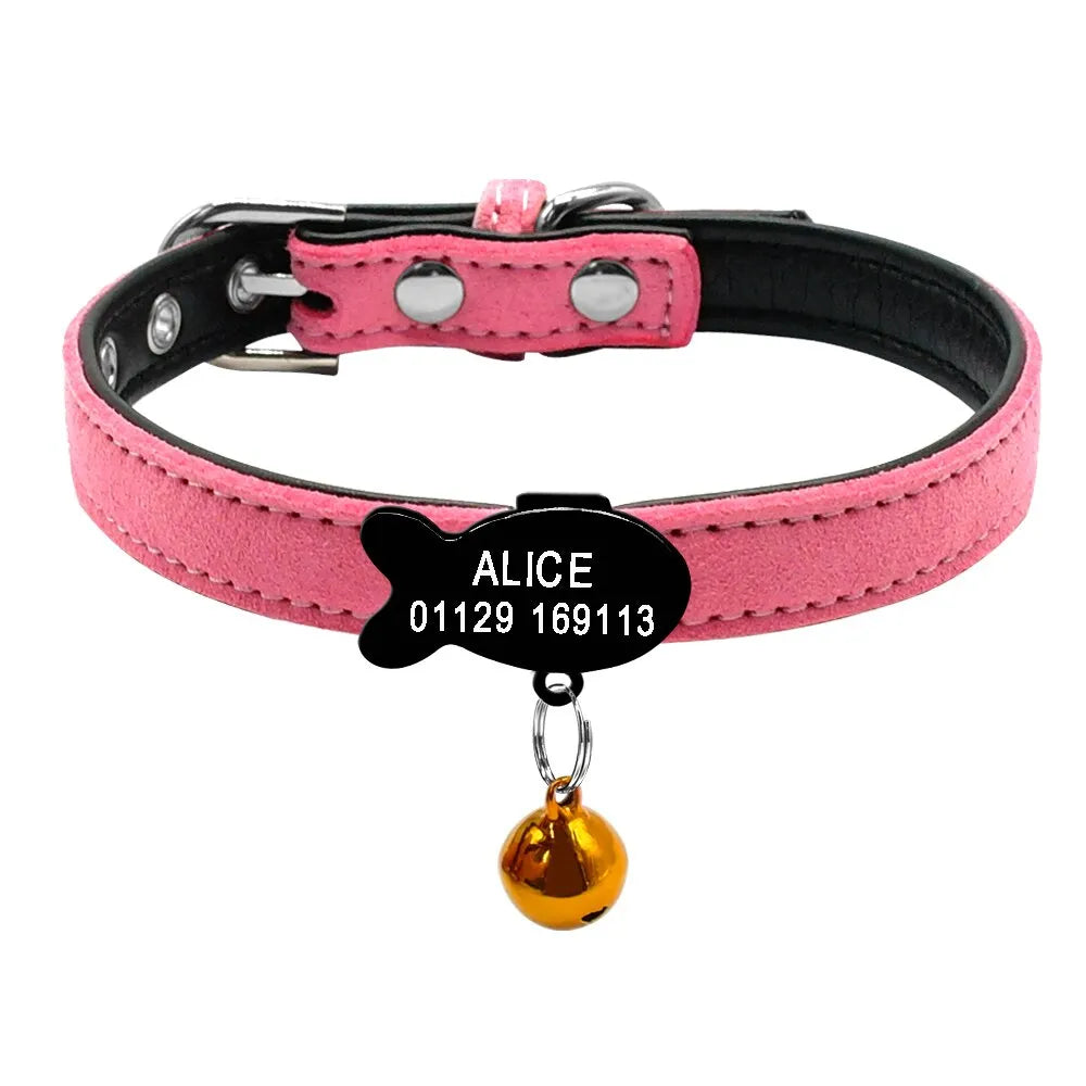 collier personnalisé pour chat rose poisson