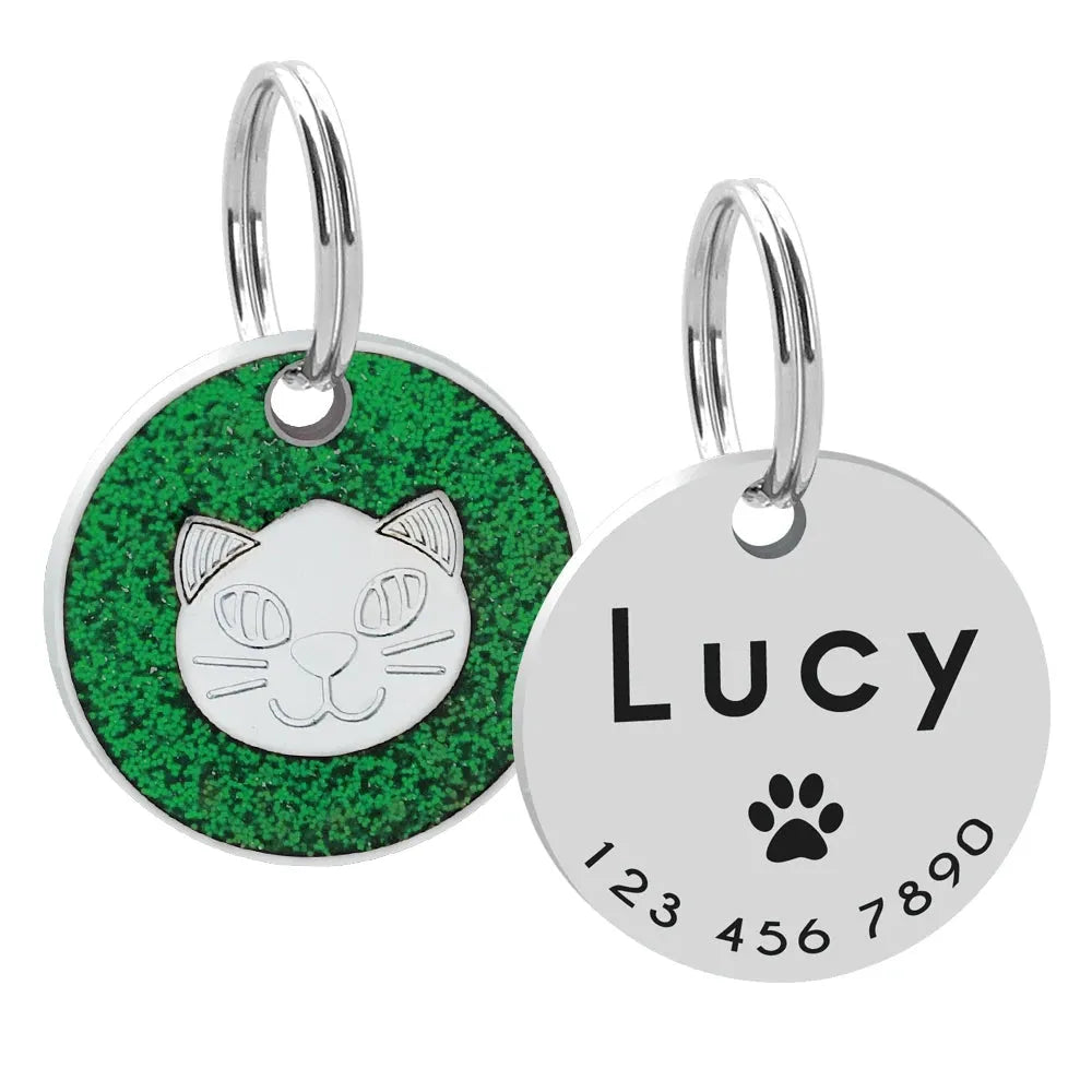 médaille personnalisable chat verte