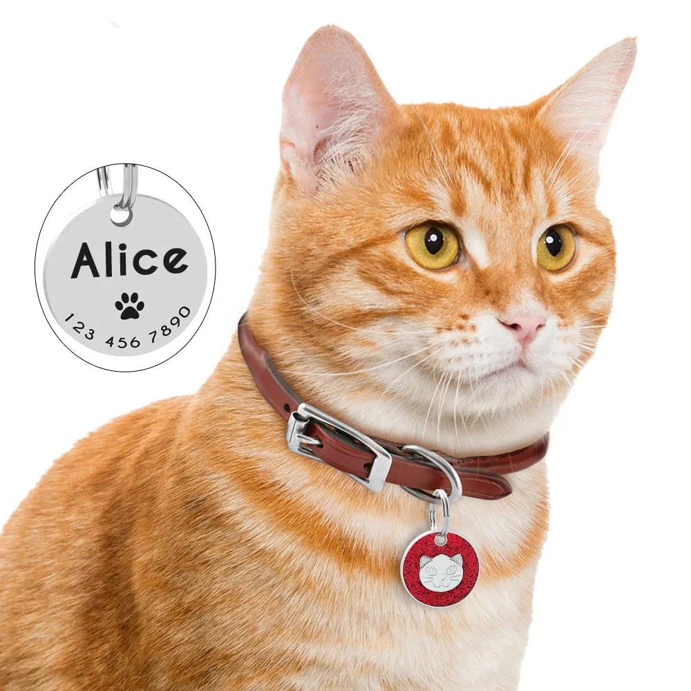 médaille gravée pour chat rouge