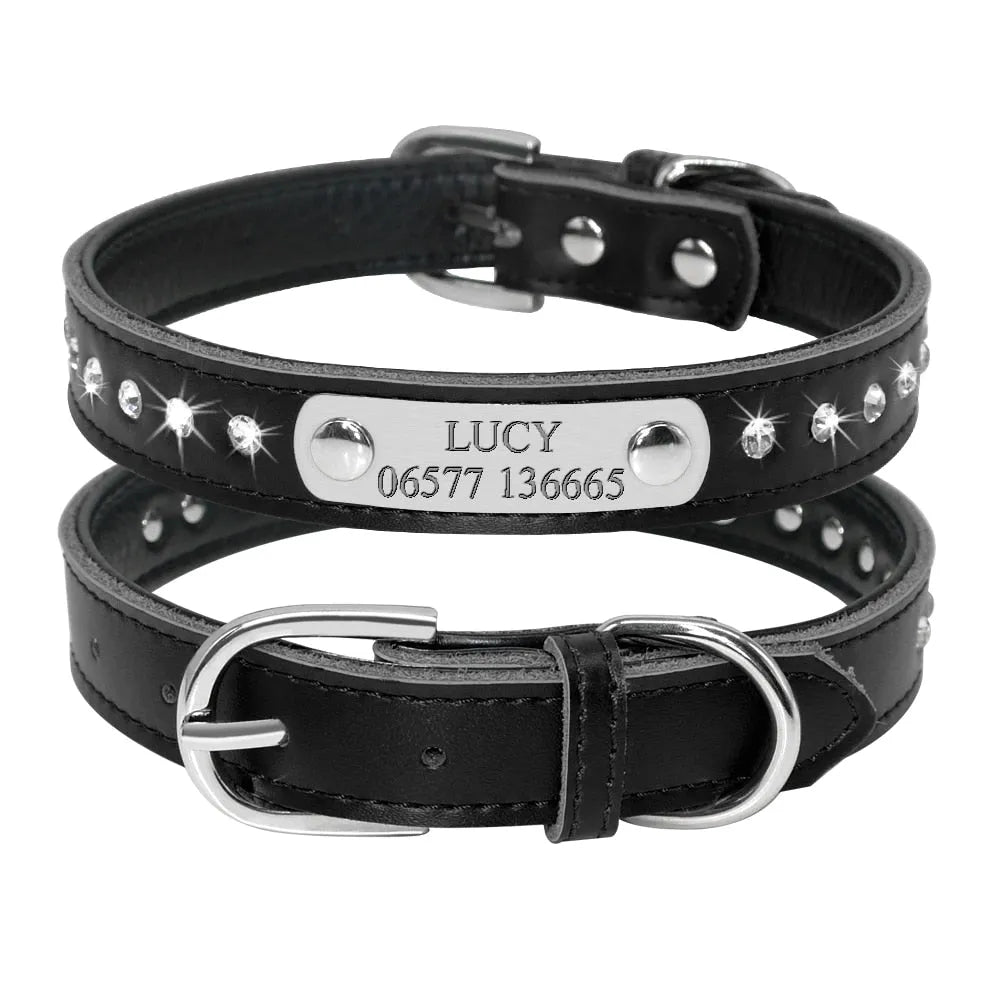 Collier personnalisé pour chat bling bling noir