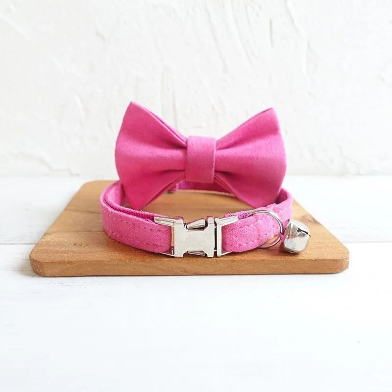 Personalisiertes Luxus-Katzenhalsband mit Fliege - Beige | Chic et Chat