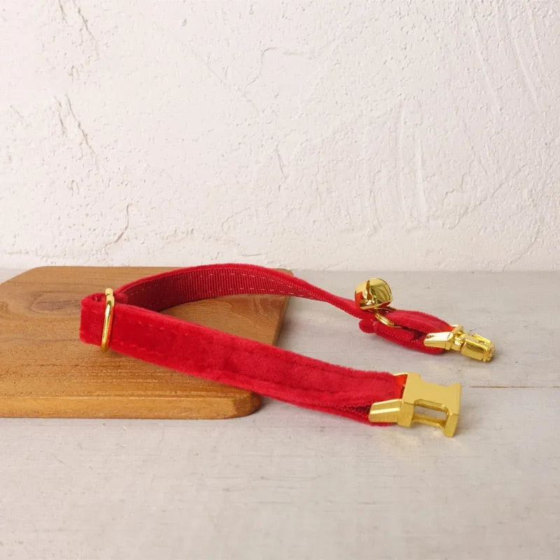 Collier personnalisé pour chat rouge or
