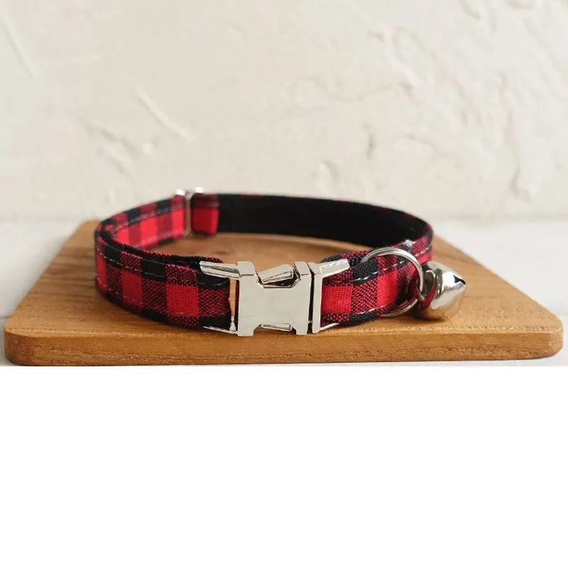 collar de lujo personalizado rojo de cuadros | Chic et Chat