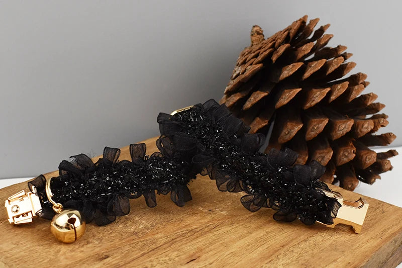 collier pour chat en dentelle noir