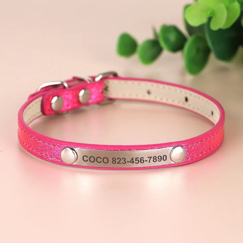 collier gravé pour chat rose