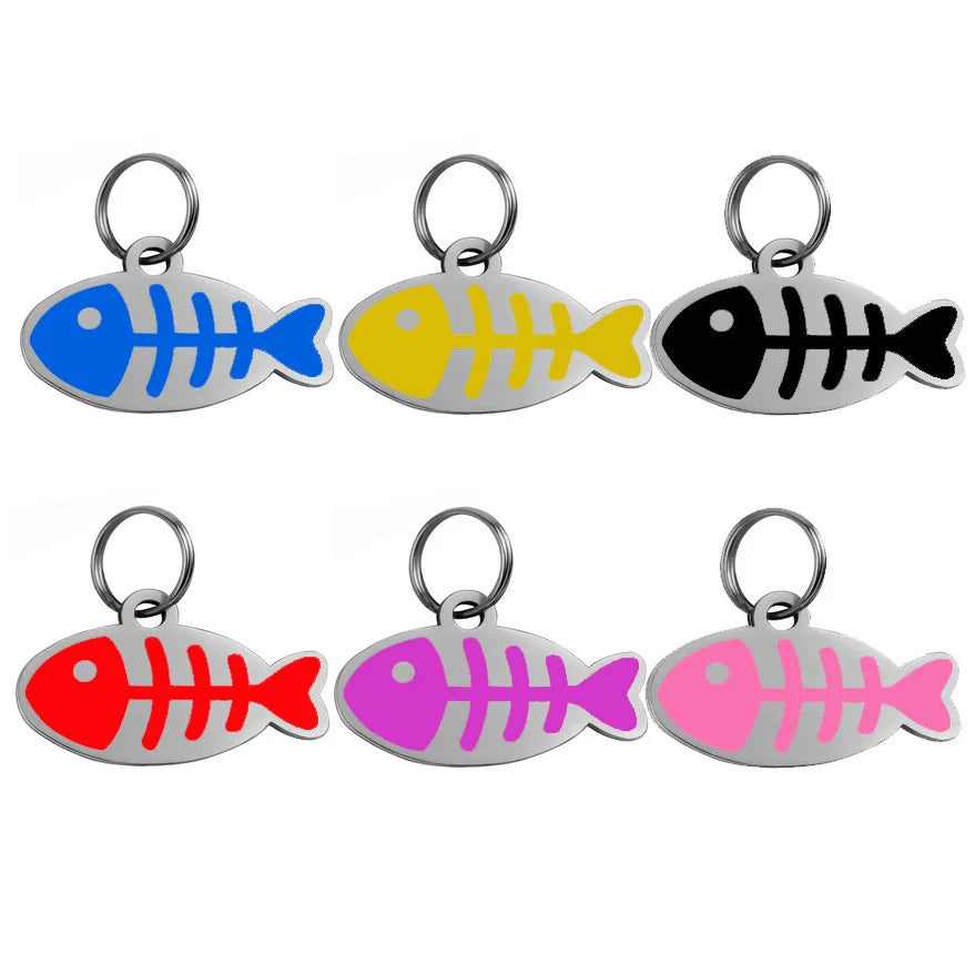 Médaille chat personnalisée arête de poisson