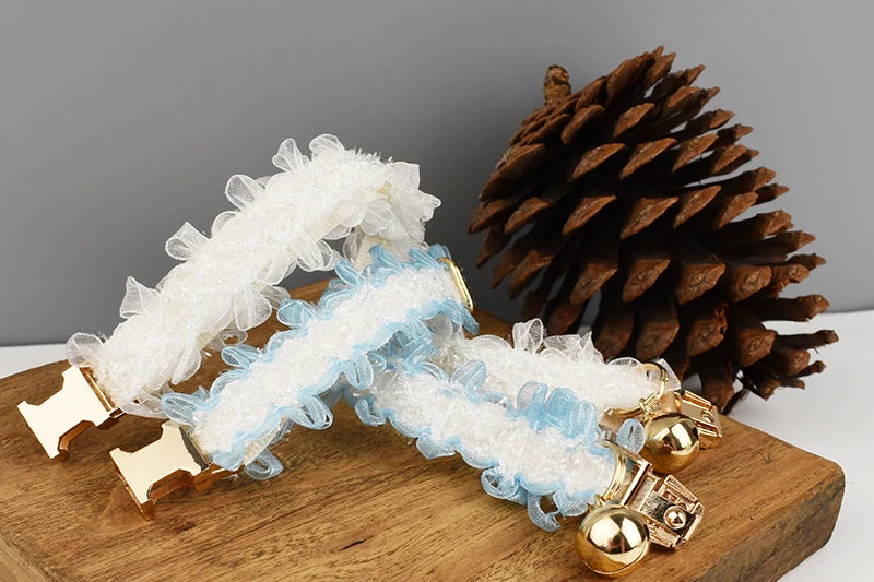 collier pour chat en dentelle or