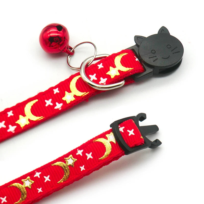 Collier pour chat lune et étoiles plusieurs coloris