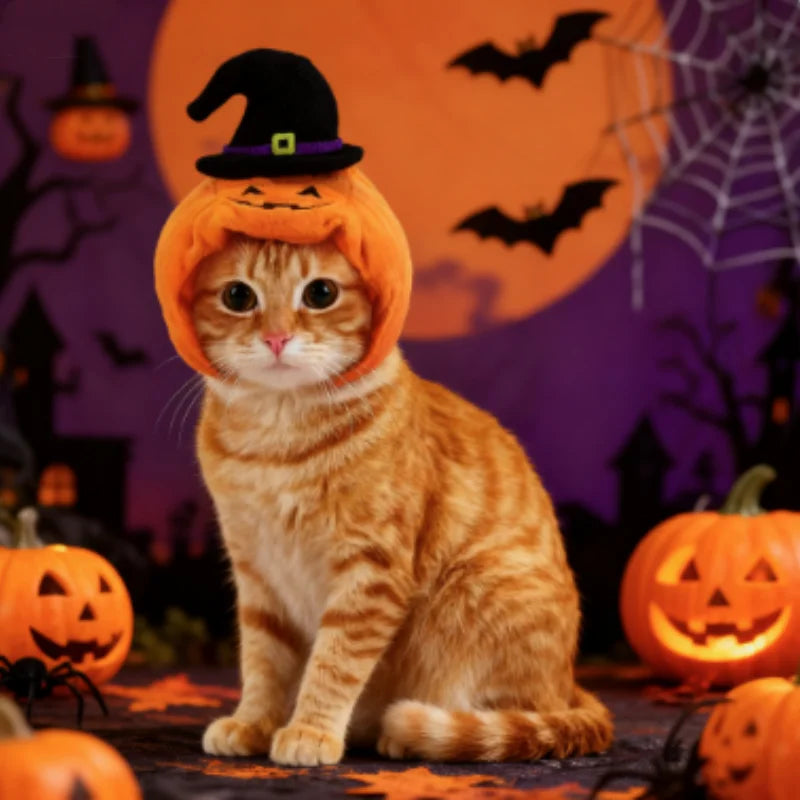 Chat roux en déguisement citrouille pour Halloween | Chic et Chat