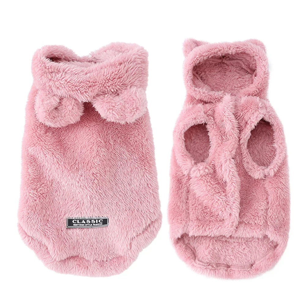 Costume ourson pour chat coloris rose, polaire à capuche | Chic et Chat