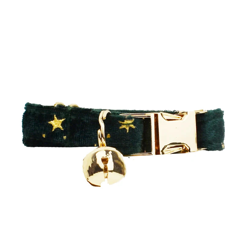 Collier de Noël en velours à personnaliser vert étoilé
