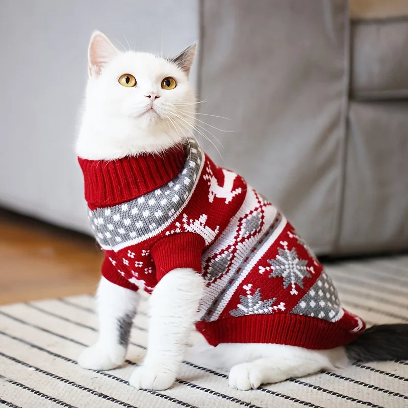Pull de Noël nordique pour chat