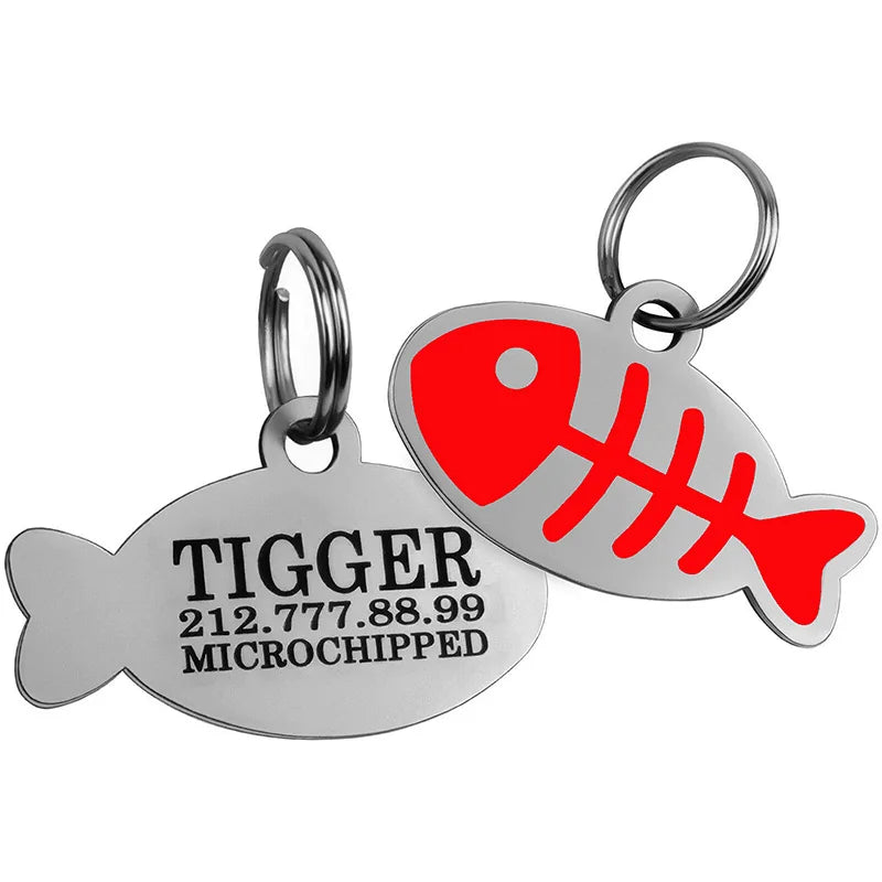Médaille chat personnalisée arête de poisson