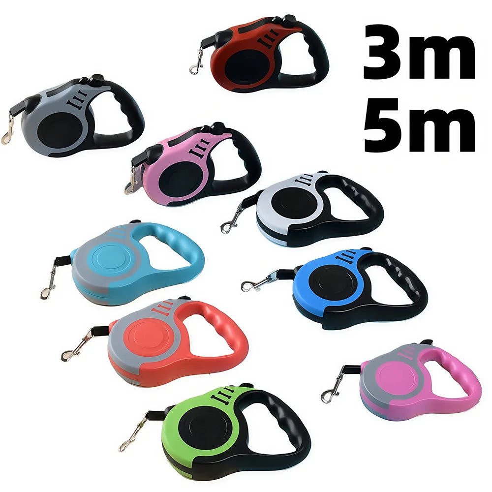 Laisse rétractable pour chat 3 m et 5 m, plusieurs coloris