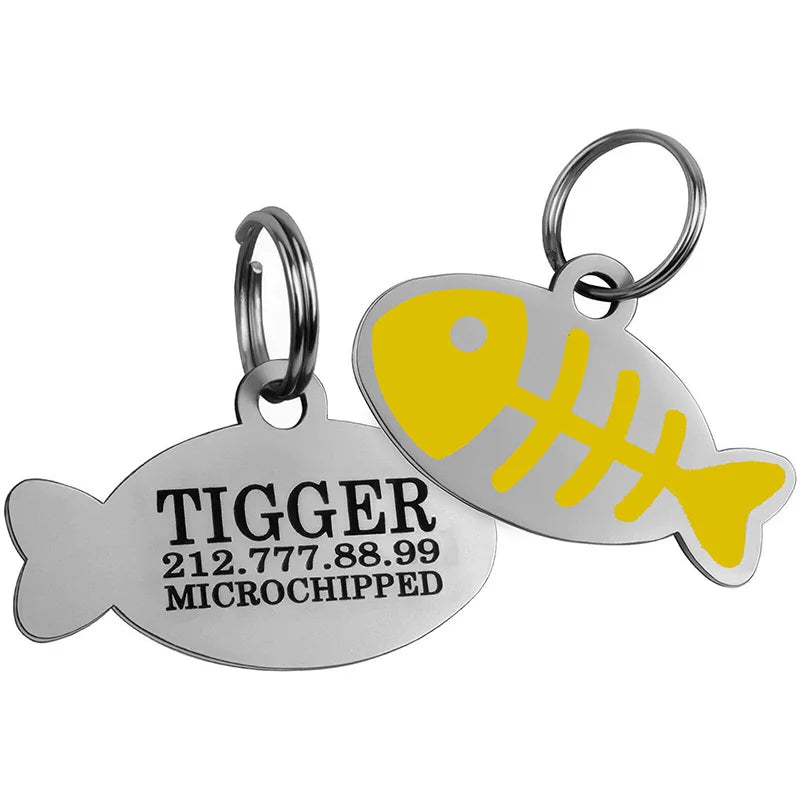 Médaille chat personnalisée arête de poisson