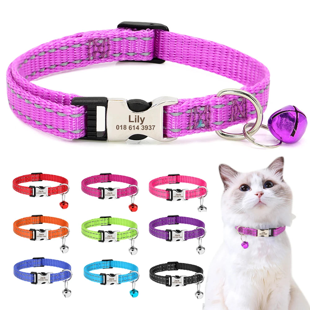 Collar para gato con cierre grabado – Personalización gratuita - Fucsia | Chic et Chat