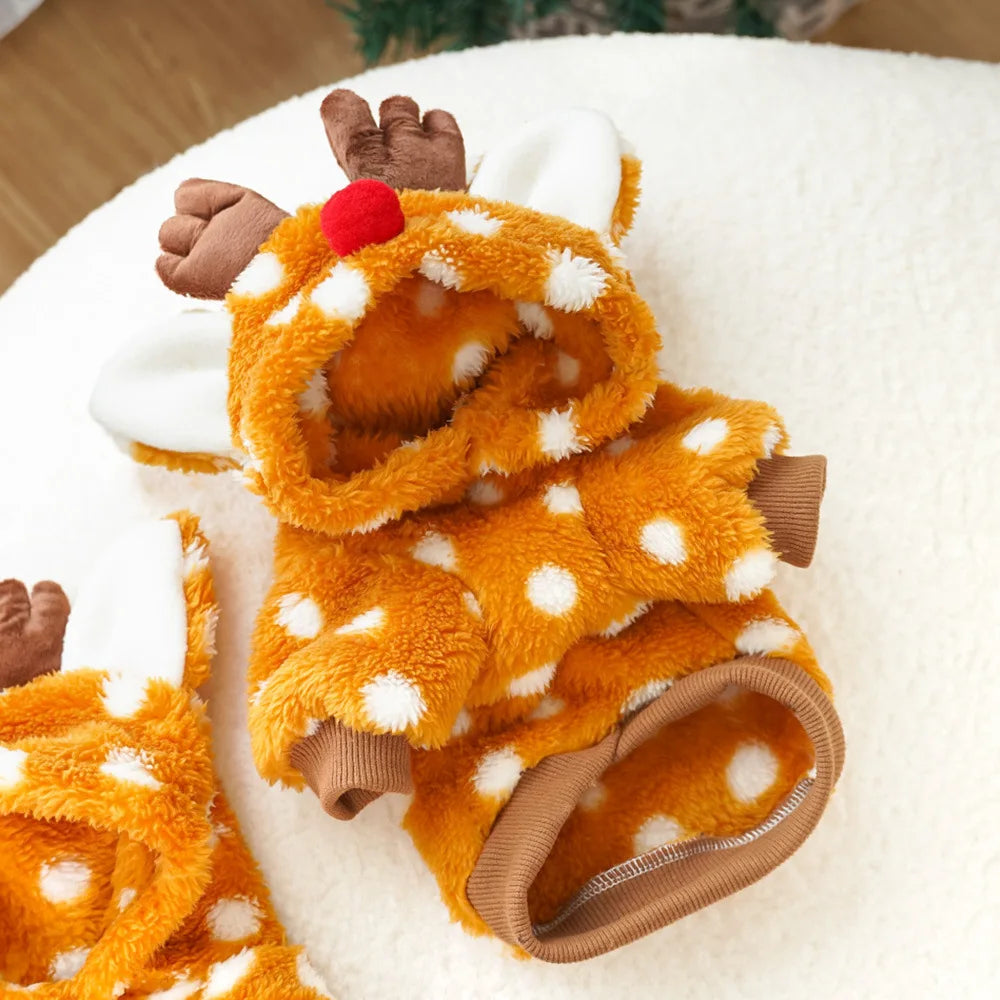 Costume pour chat renne de Noël en polaire à pois | Chic et Chat
