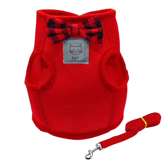 Harnais chat chic rouge