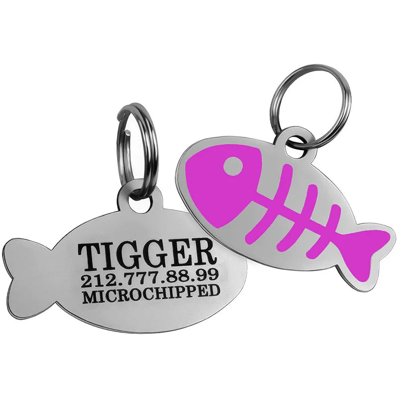 Médaille chat personnalisée arête de poisson