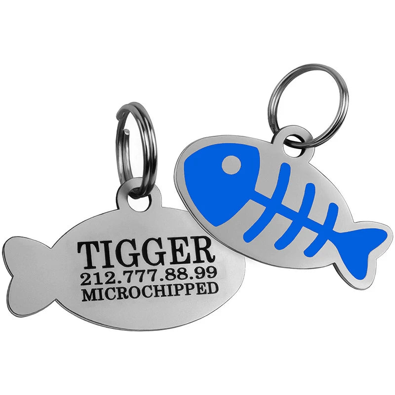Médaille chat personnalisée arête de poisson