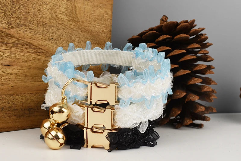 colliers pour chat en dentelle or