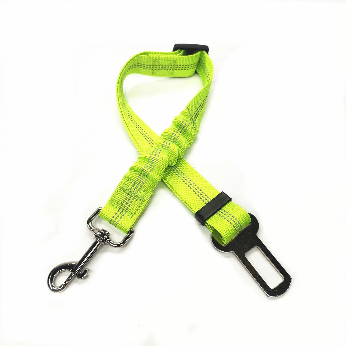 Attache ceinture de sécurité pour harnais chat voiture, vert fluo