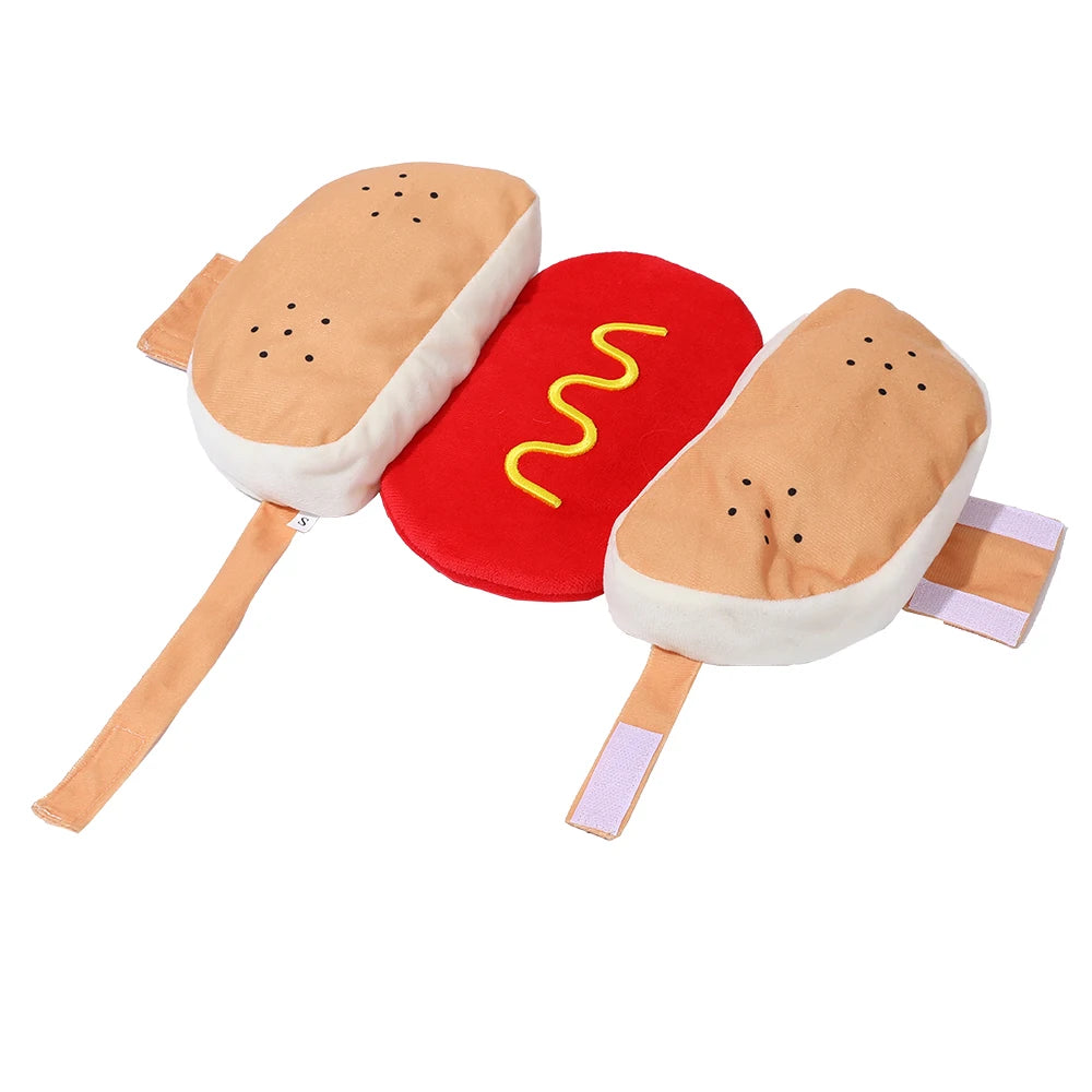 Déguisement hot-dog pour chat en tissu rembourré | Chic et Chat