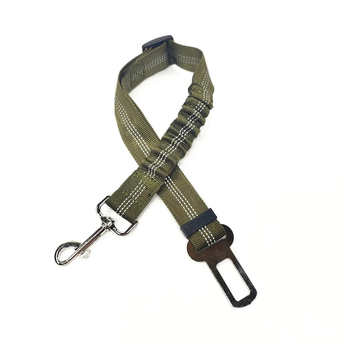 Attache ceinture de sécurité pour harnais chat voiture, vert kaki