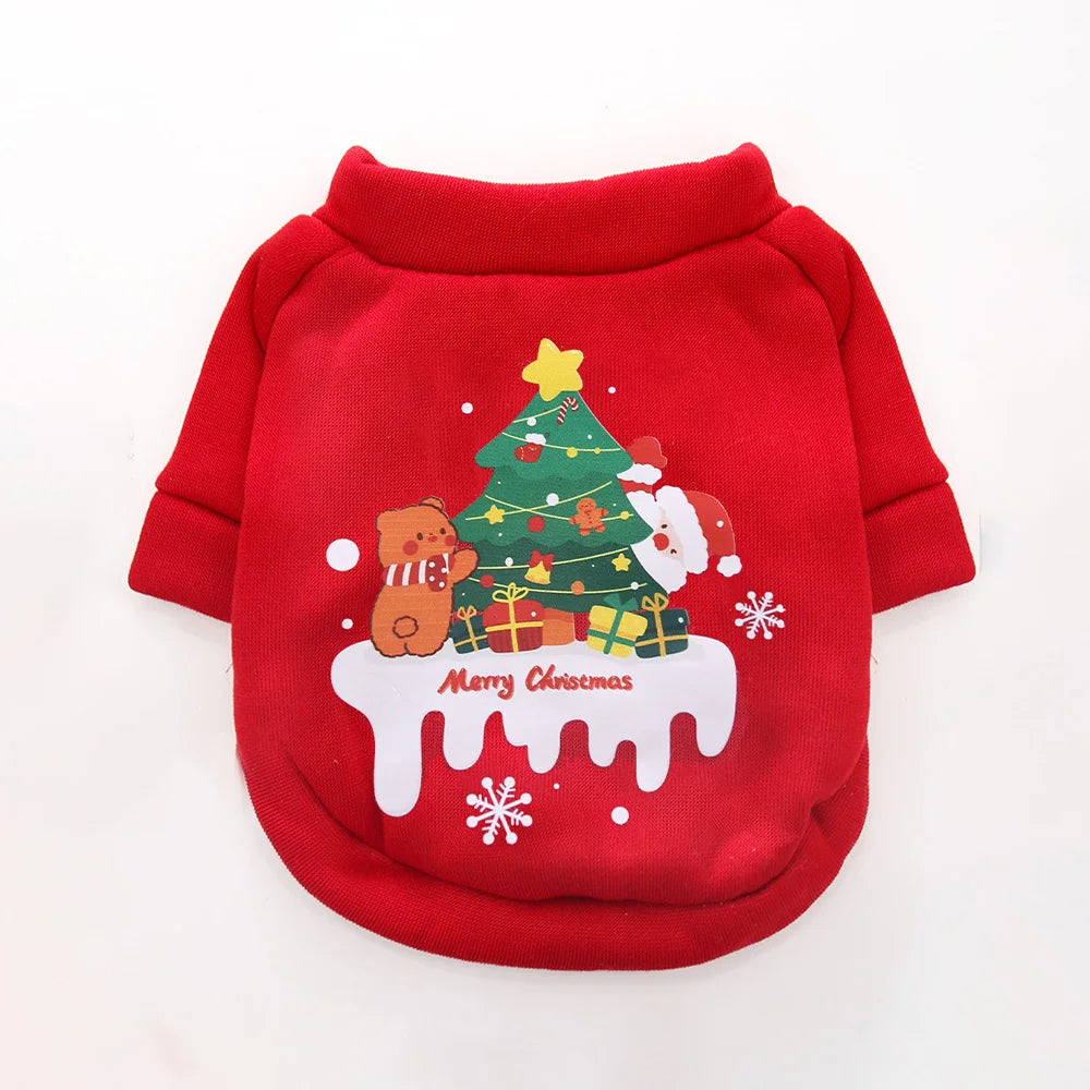 Pull de Noël pour chat rouge motif sapin de Noël | Chic et Chat