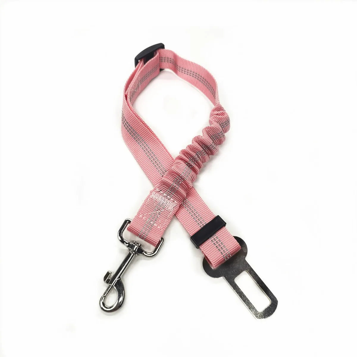 Attache ceinture de sécurité pour harnais chat voiture, rose clair