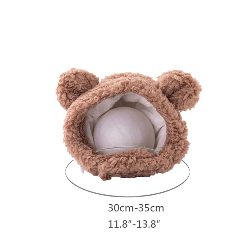 Bonnet ours marron pour chat en velours, tour de tête 30 à 35 cm | Chic et Chat